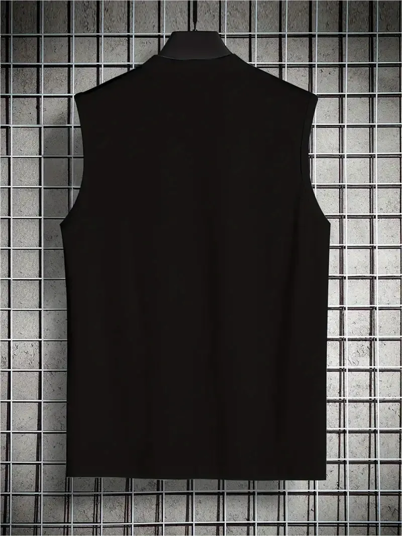Men's Trendy Crew Neck Graphic Tank Top With Fancy Print, Men's Sleeveless Vest, Street Style For Summer Wear