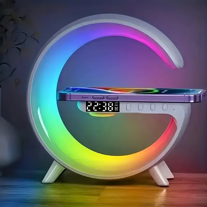 Wireless Portable Speaker with RGB Lights, Smart Bar Rhythm Lighting, Sunrise Alarm, Bedroom Wake-Up Light, Dimmable Table Lamp, Mono Audio, USB-C Charging, Type-C Port, 5-10W Power, with 300mAh Lithium Polymer Battery