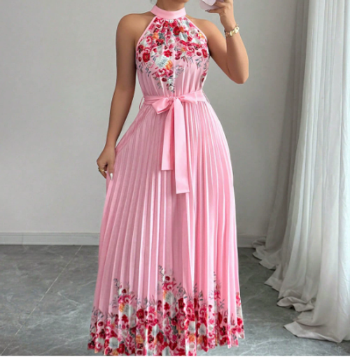 🔥2025 HOT SALE -50%🔥2025 new fashion printed pleated maxi dress