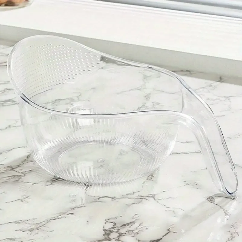 1pc, Multifunctional Plastic Rice Washing Bowl With Diamond-Shaped Holes, Water Draining Basket, Ideal For Fruits And Vegetables, Kitchen Supplies, Kitchen Accessories