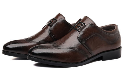 Hand-scratched business leather shoes