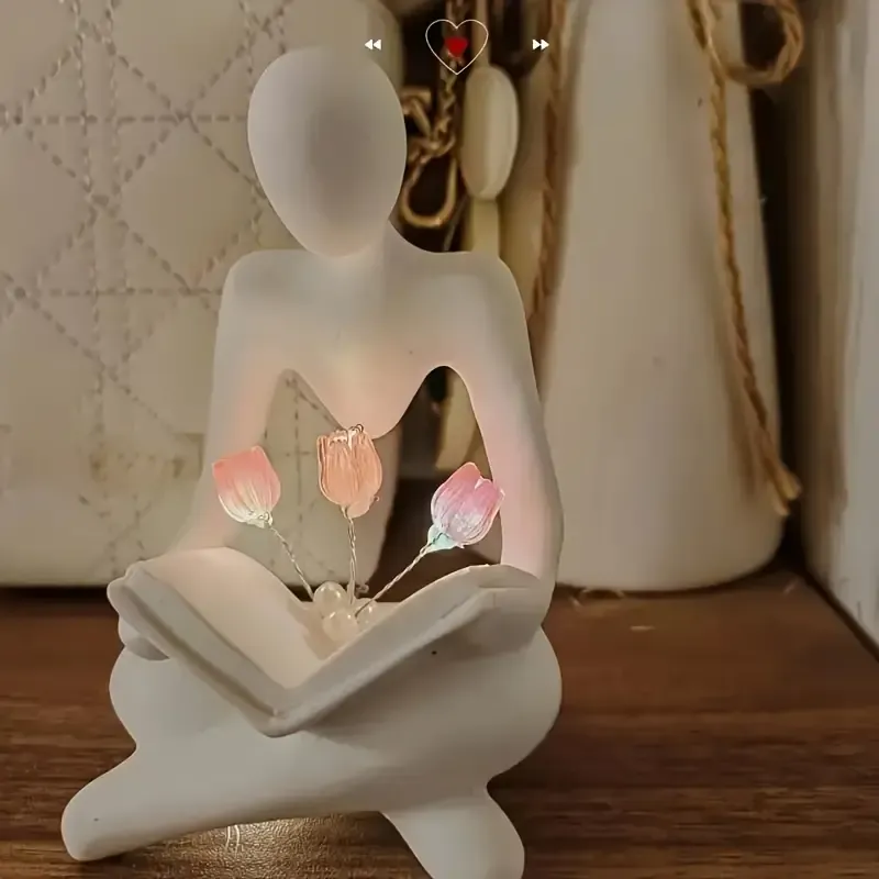 1pc Artistic Advanced Abstract Figure Tulip Small Night Lamp, Creative Decoration, Bedroom Decorations, Birthday Gift