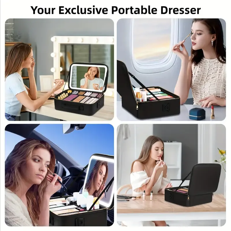 makeup bag with LED mirror