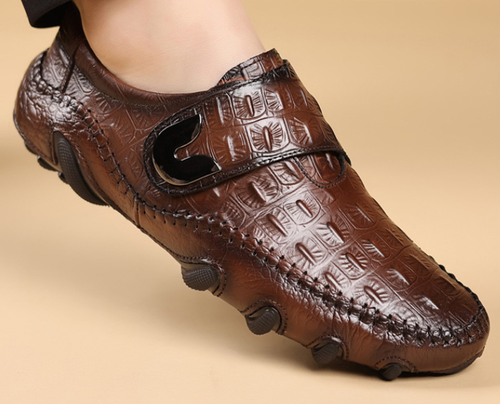 Men's leather shoes 2025 spring and autumn new men's first layer of cowhide trendy octopus crocodile pattern men's shoes
