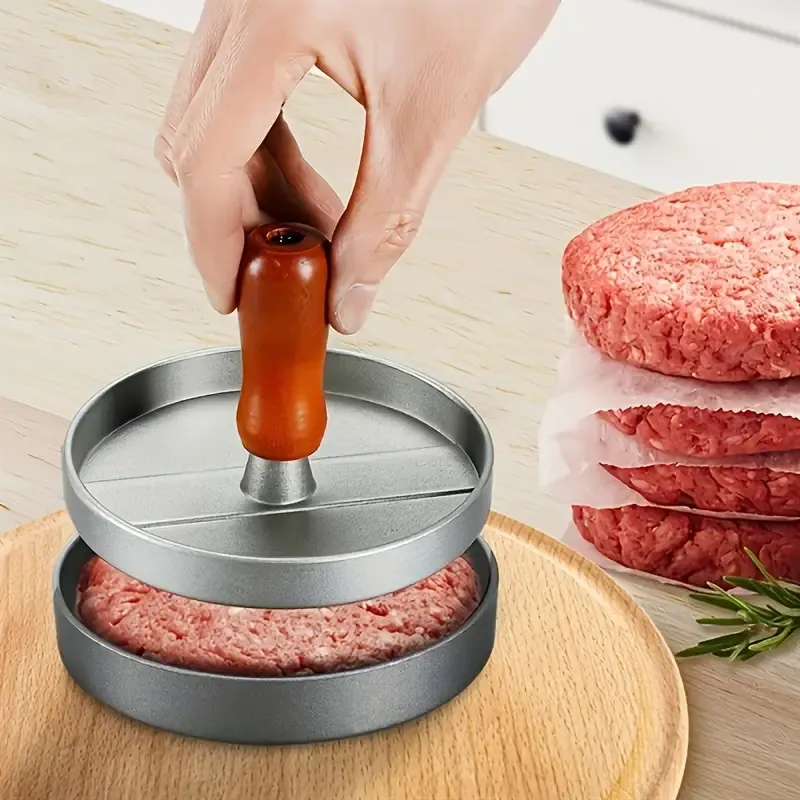 1PC Non-Stick Burger Press Patty Maker - Metal Hamburger Mold for Beef, Cheese, Veggie Burger Making, Suitable for BBQ Grill Cooking