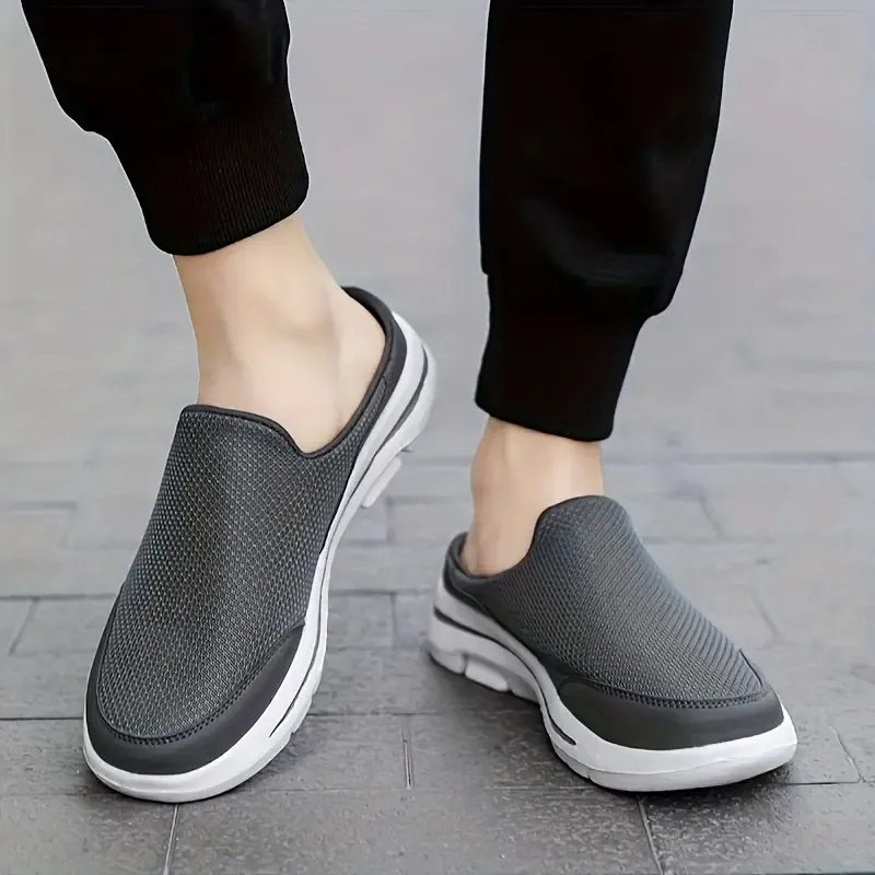 Plus Size Men's Woven Knit Breathable Mule Shoes