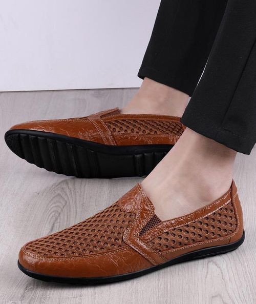 Mesh breathable leather shoes