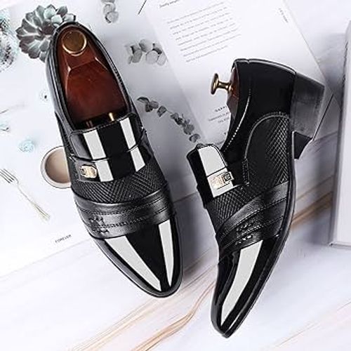 Men's Patent Leather Oxford Shoes, Formal Dress Shoes For Wedding Party Office