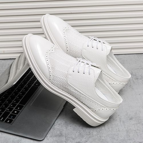 New men's perforated mesh woven casual leather shoes and men's British pointed toe leather sandals