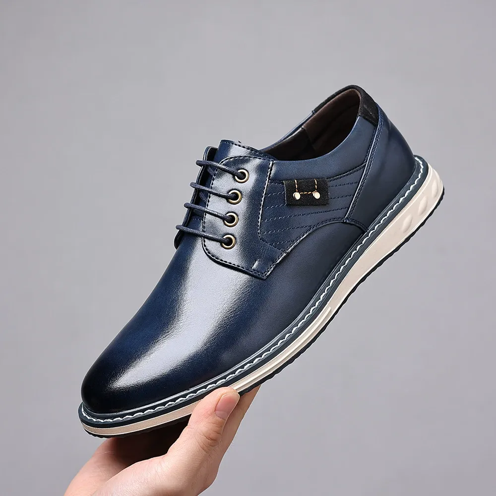 Men's casual leather shoes, fashionable and trendy Korean style versatile shoes