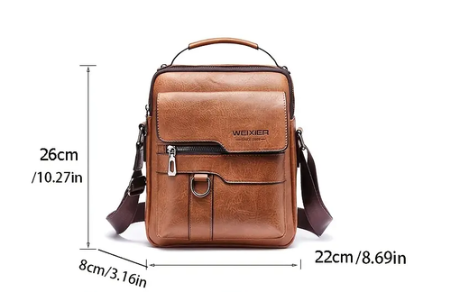 Vintage-Style Men's Genuine Leather Crossbody Shoulder Bag