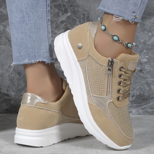Round toe rhinestone casual shoes for women