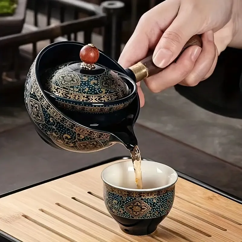 1 Set, Household Tea Set, Creative Porcelain Tea Set, Reusable Ceramic Tea Set, Outdoor Portable Tea Set, Porcelain Teaware For Travel, VintageTea Pot, Creative Tea Cups