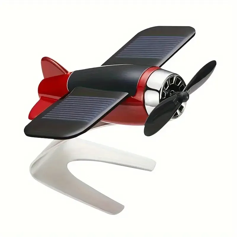 Solar-Powered Plastic Aircraft Dashboard Ornament - Car Interior Decoration for Men and Women, Creative Desktop Accessory for Car Enthusiasts, Ideal Easter Gift