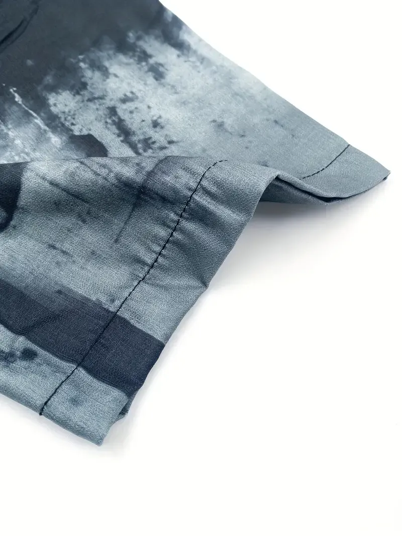 Men's Casual Skull Print Shirt - Short Sleeve, Button-Up, Polyester Blend for Summer Parties & Casual Attire