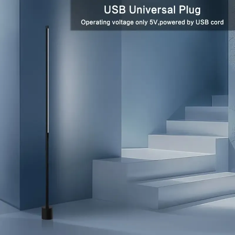 Modern Minimalist LED Corner Floor Lamp - Dimmable Ambient Lighting for Living Room, Bedroom, Office - USB Powered with Metal Stand