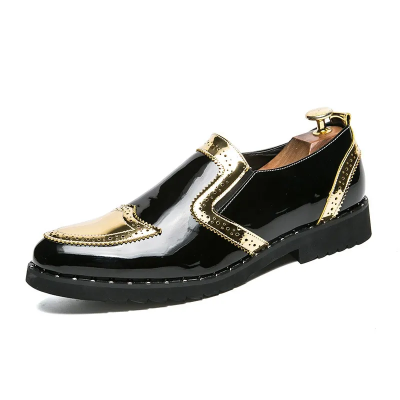 Casual shoes fashion British style rivet leather shoes brogue trendy shoes