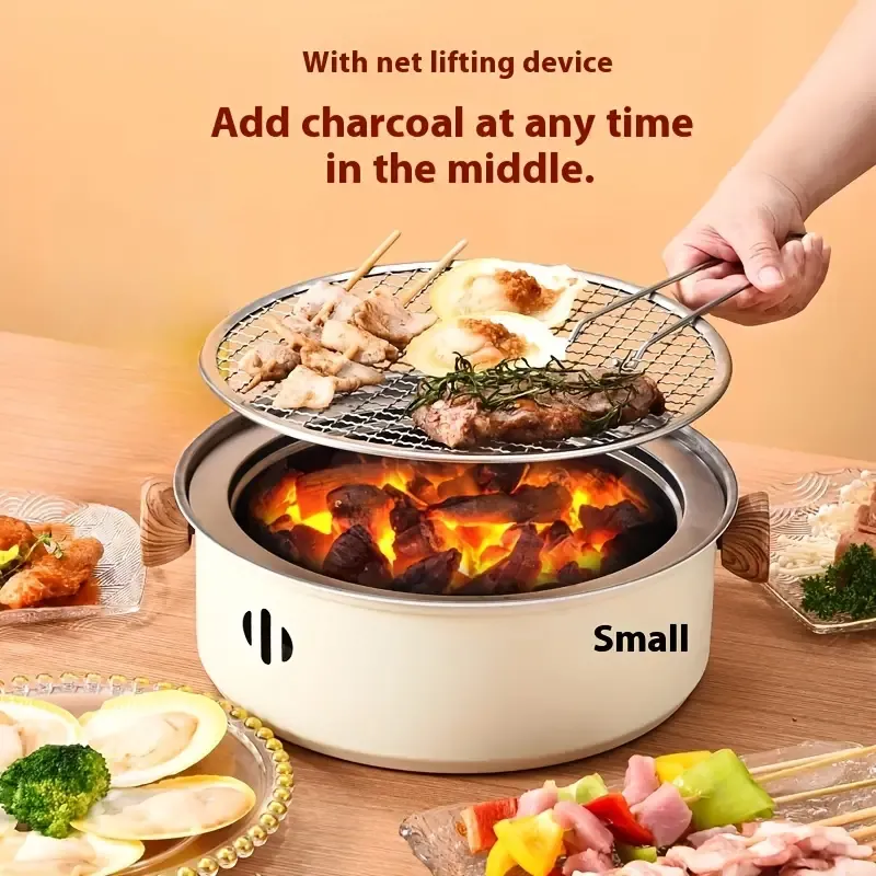 Smokeless Charcoal Grill - Portable Outdoor BBQ Stove for Camping & Picnics, Non-Electric, Perfect for Grilling & Cooking, Ideal for Home, Office, and Restaurant Use