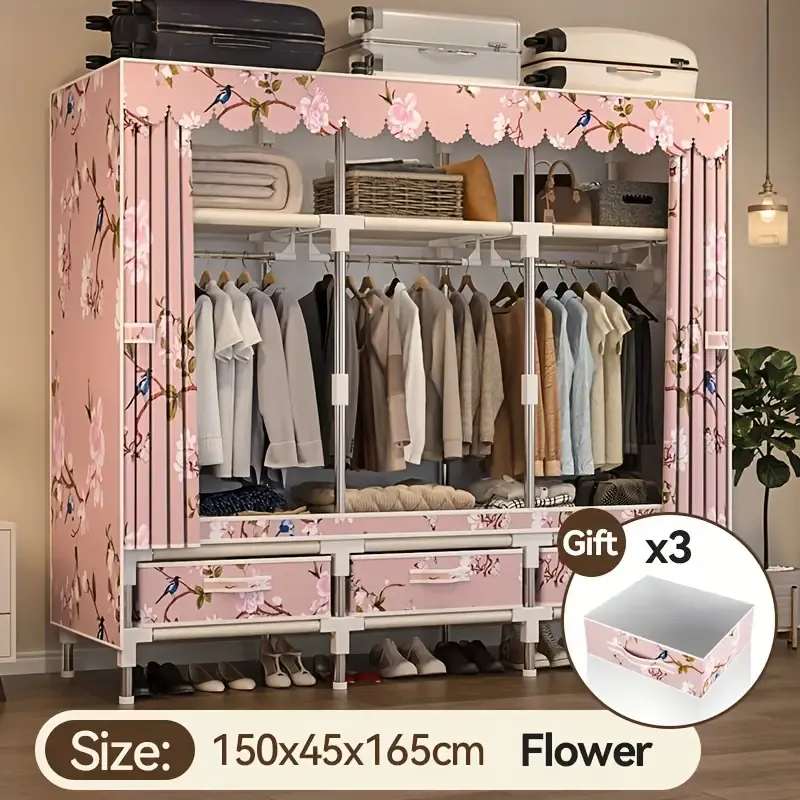 Spacious Wardrobe with Steel Frame