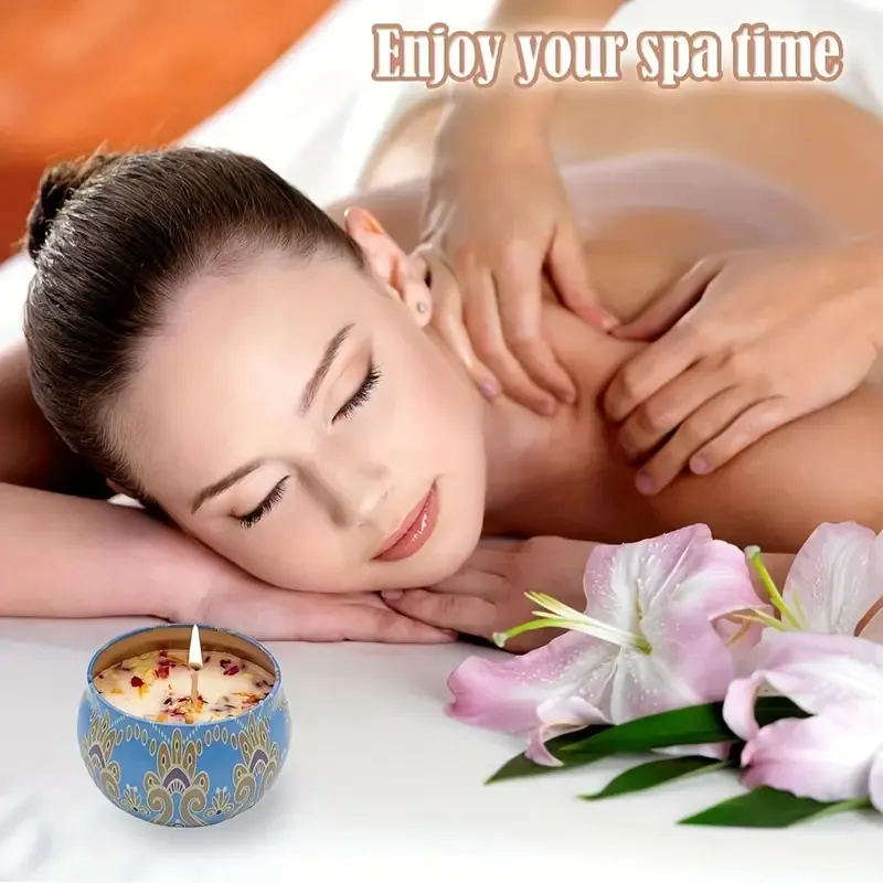 4 pieces of fragrant candle set (4 kinds of fragrance types: jasmine, sandalwood, small Canglan, rose) cans are random. Candles for relieving stress, relaxation, bathing, yoga, and holiday gifts.