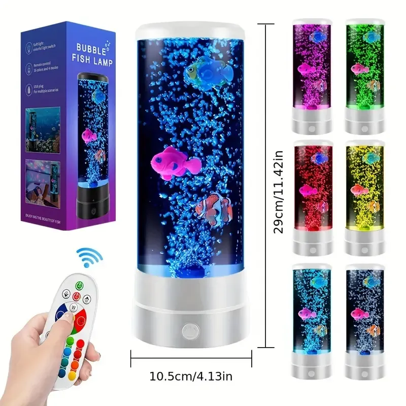 1pc LED Bubble Fish Lamp, Acrylic Art Decorative Bedroom Table Light, Stylish Bedside Night Lamp, Home Decor Gift With Remote Control