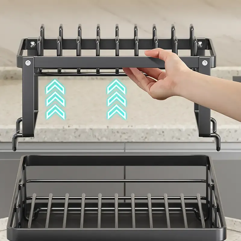 2-Tier Dish Drying Rack, Large Dish Drying Rack With Drainboard Set, Dish Racks For Kitchen Counter