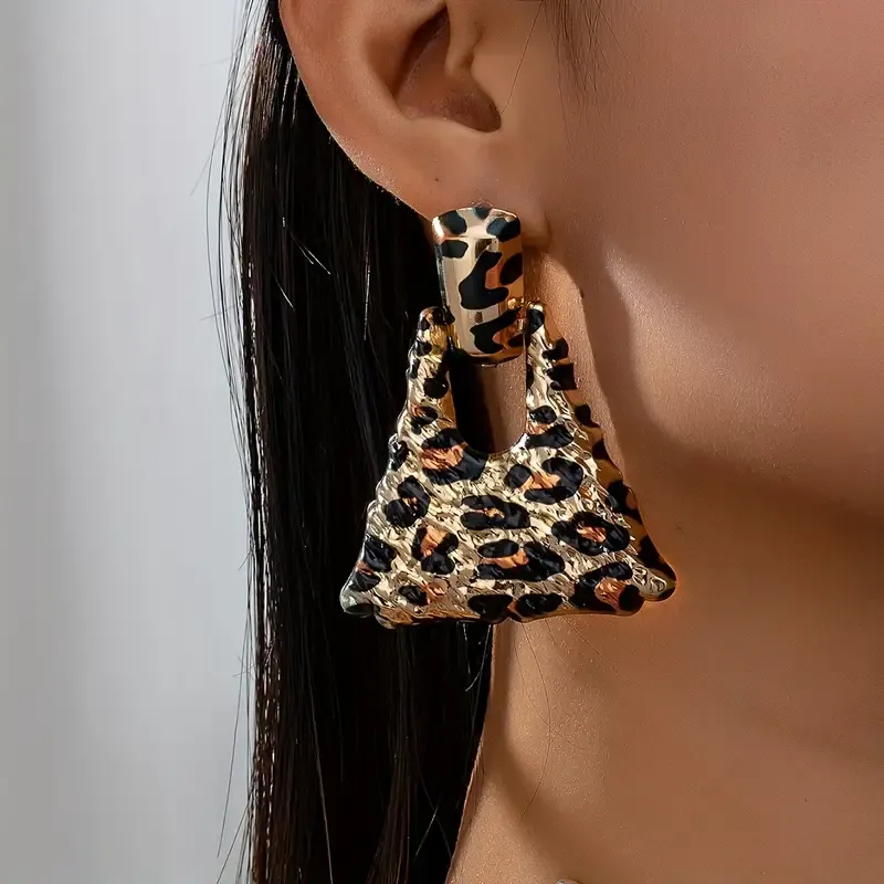 🔥🔥Hot Sale Promotion -Triangle Shape Leopard Pattern Dangle Earrings Simple Sexy Style Creative Female Ear Ornaments