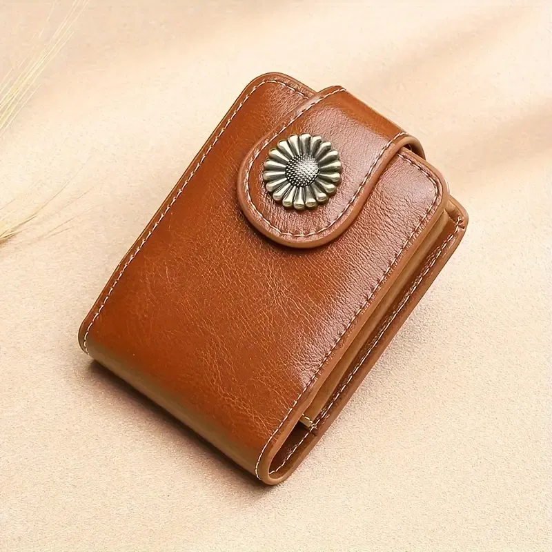 Mini Cosmetic Case with Mirror, Elegant Faux Leather Lipstick Bag, Portable Makeup Pouch with Snap Closure - Versatile and Stylish for Daily Use and Travel