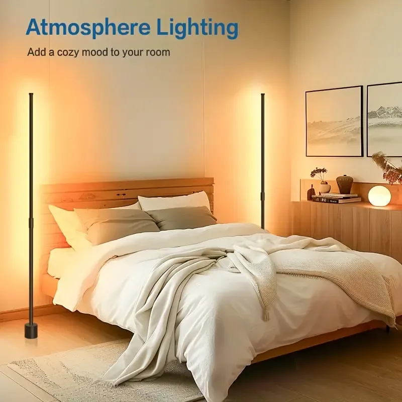 Modern Minimalist LED Corner Floor Lamp - Dimmable Ambient Lighting for Living Room, Bedroom, Office - USB Powered with Metal Stand