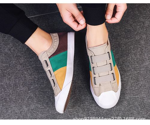 Men's Slip On Canvas Skateboard Shoes Color Block Non Slip Low Top Outdoor Walking Traveling For Spring And Summer