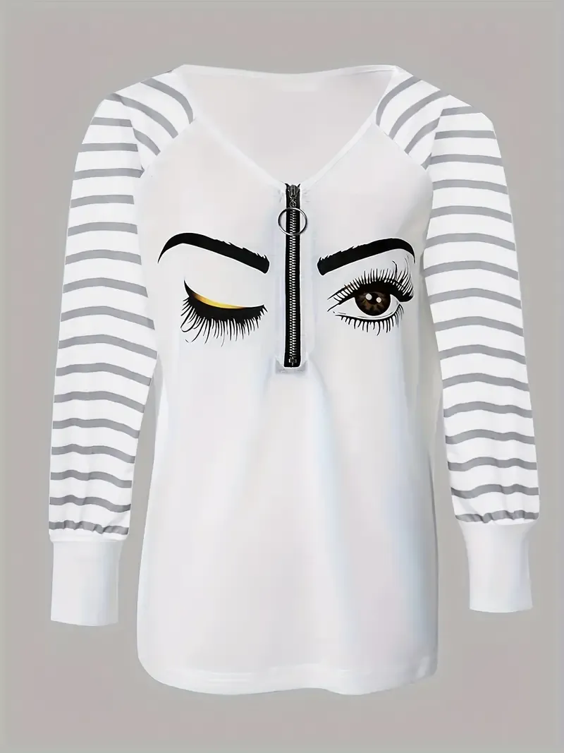 Eyelash Print Long Sleeve Top