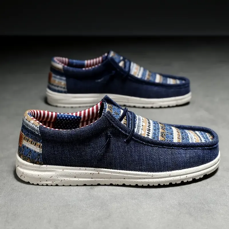 Men's Striped Casual Loafers - Breathable, Light