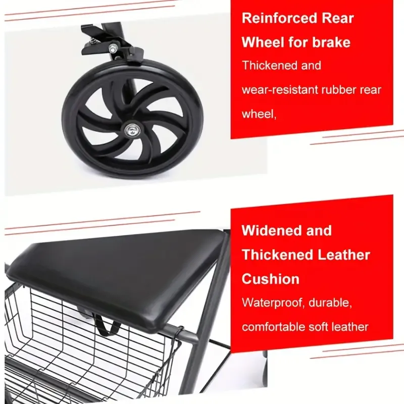 Cofoe Deluxe Adjustable Rolling Walker with Seat