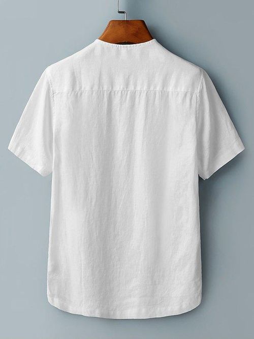 Men's Solid Short Sleeve Button Up Shirt - Stylish and Comfortable Summer Wear