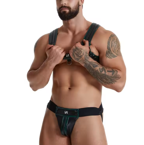 Sexy Mens Lingerie Leather Erotic Harness And Bulge Gay Jockstraps Underwear