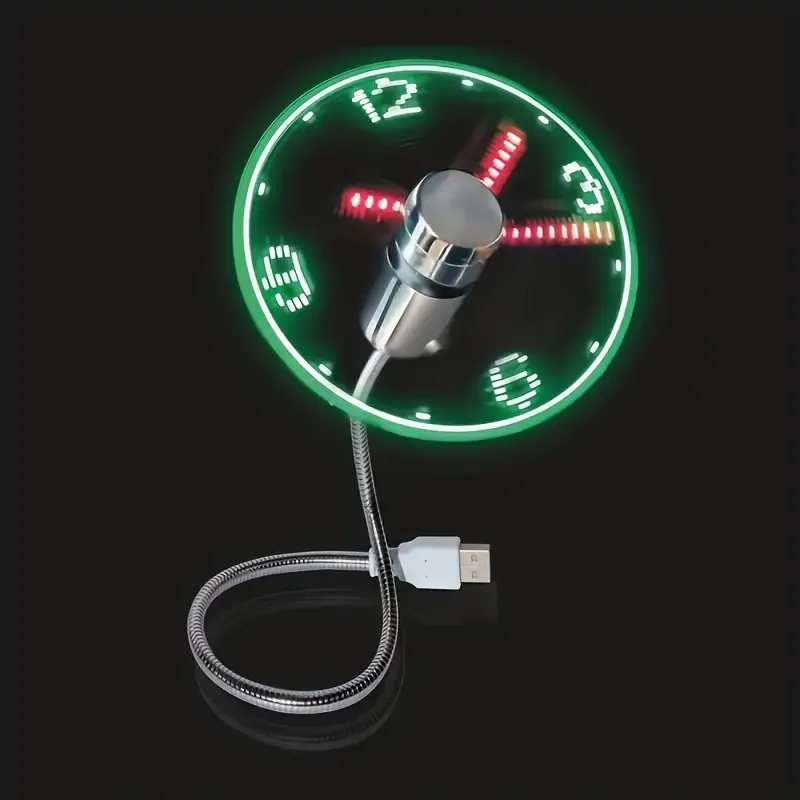 Mini Flexible USB Clock Fan with LED Time Display