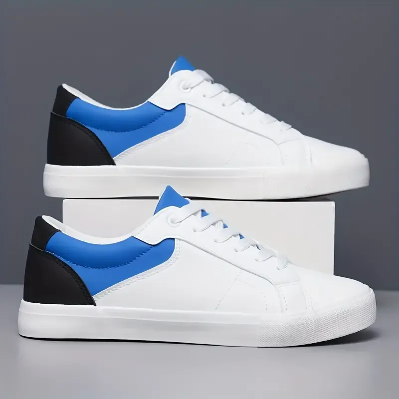 Low Top Color Block Non Slip Skate Shoes For Outdoor Street Walking Casual Activities - Men's Comfy Sneakers
