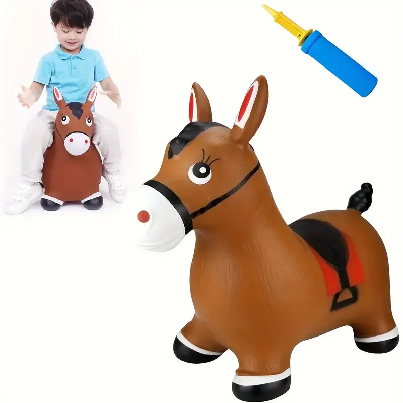 Sustainable Inflatable Bouncy Horse Playset For Youngsters - Durable PVC, Tear-Resistant, Supports Up To 49.9KG - Perfect Outdoor Fun & Holiday Gift With Pump Included