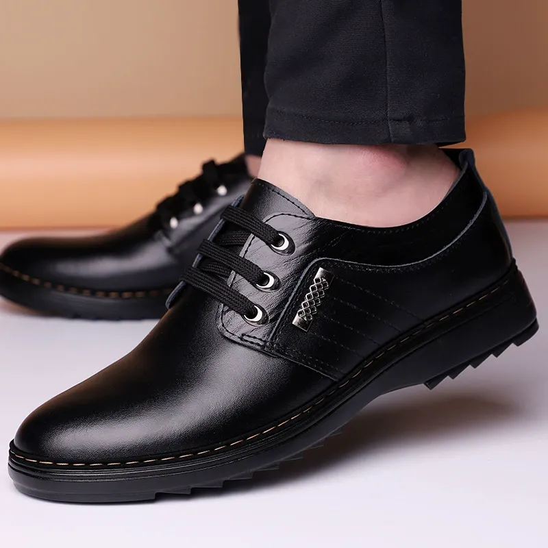 Men's leather shoes - British style, versatile for all occasions, comfortable soft-soled business formal men's shoes
