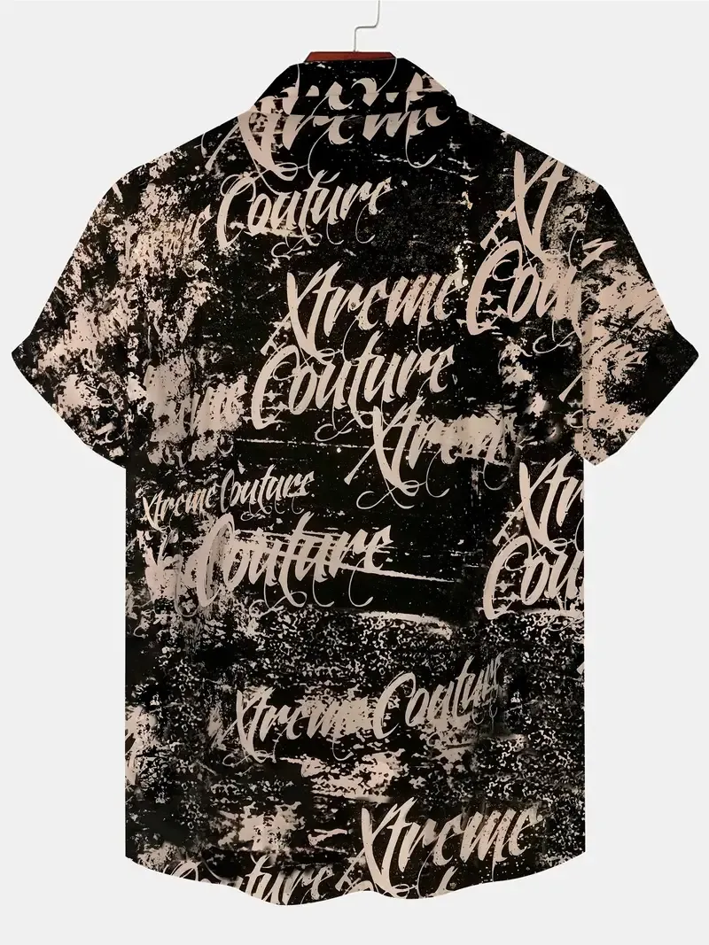 Men's 3D Skull Patten Print Fashion Short Sleeve V-neck Button Down Shirts, Men's Summer Clothes, Casual Graphic Tops, Men's Novelty Pajamas Tops