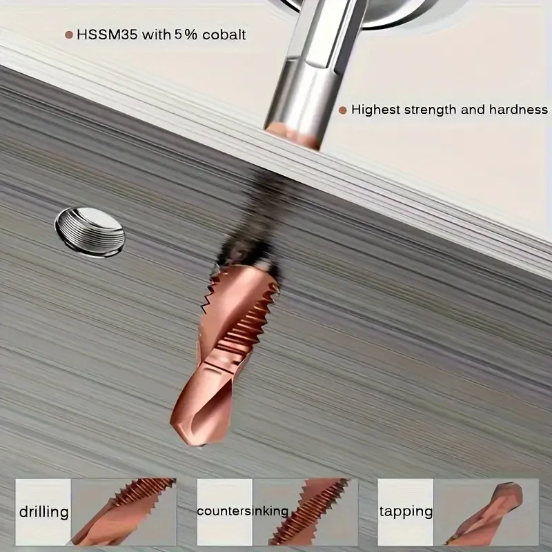 Cobalt Drill Tap Set With Countersink
