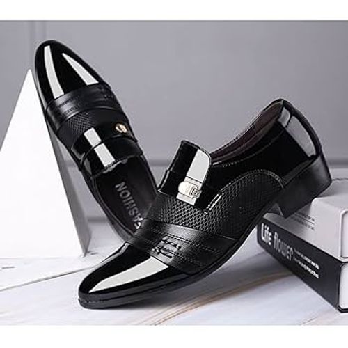 Men's Patent Leather Oxford Shoes, Formal Dress Shoes For Wedding Party Office