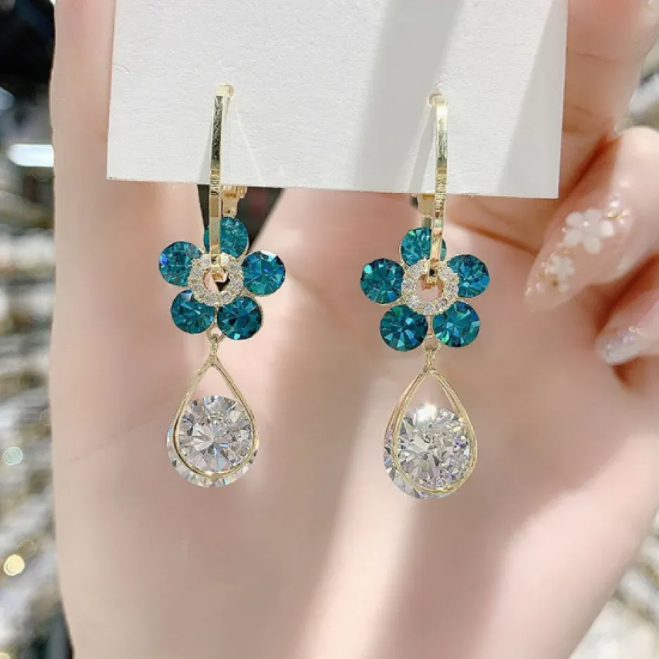 💖 Fashion Flower Crystal Earrings