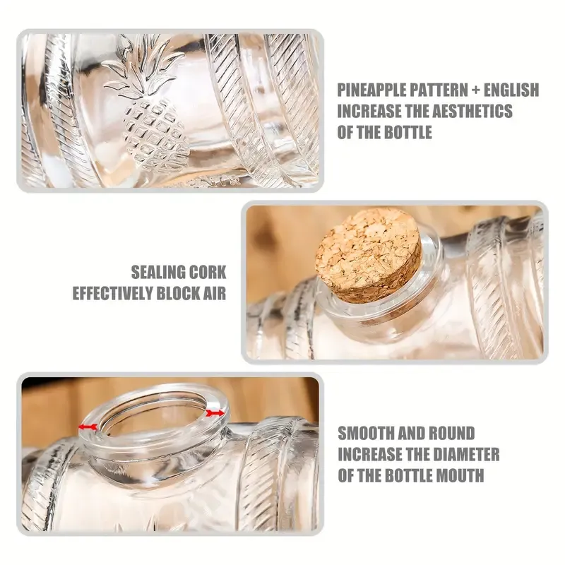 Thickened Transparent Glass Barrel with Spigot: 1000Ml Capacity, ABS Base, And Cork Stopper - Perfect for Serving Beverages at Parties Or Gatherings
