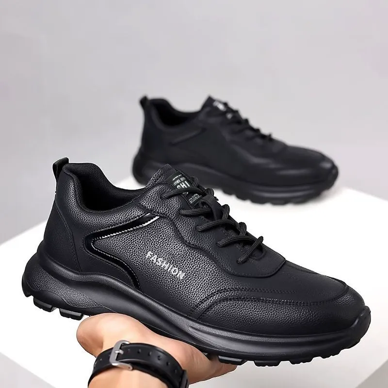 Men's soft sole versatile sports leather shoes breathable casual non-slip running shoes