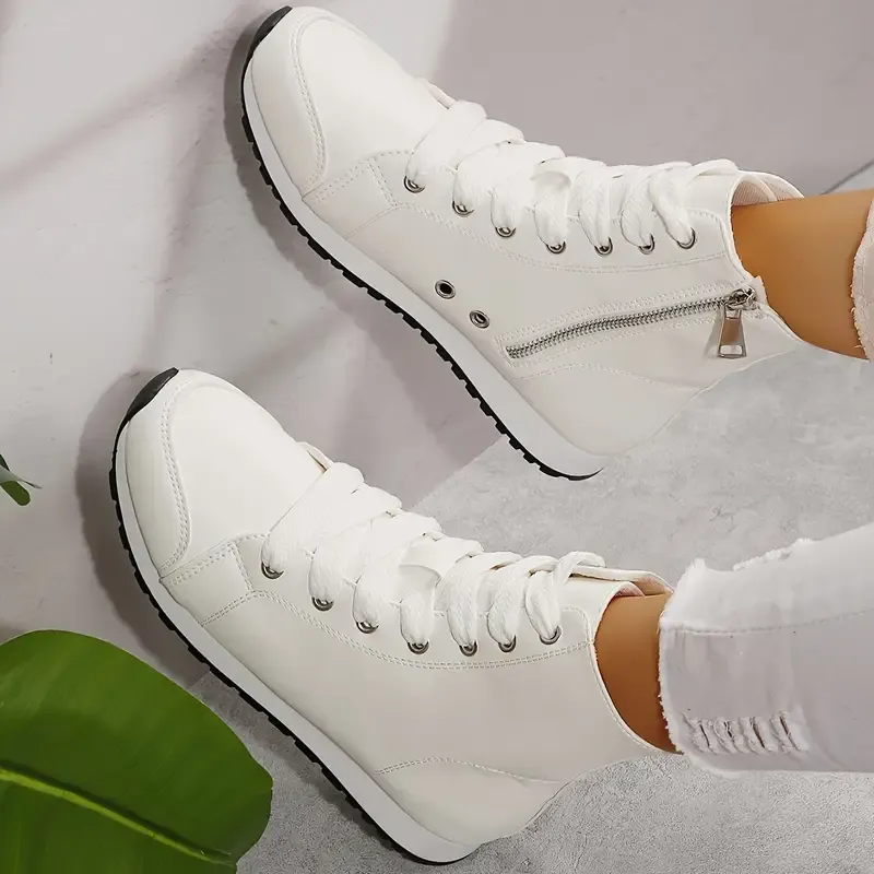 Chic Women's High-Top Sneakers with Side Zipper