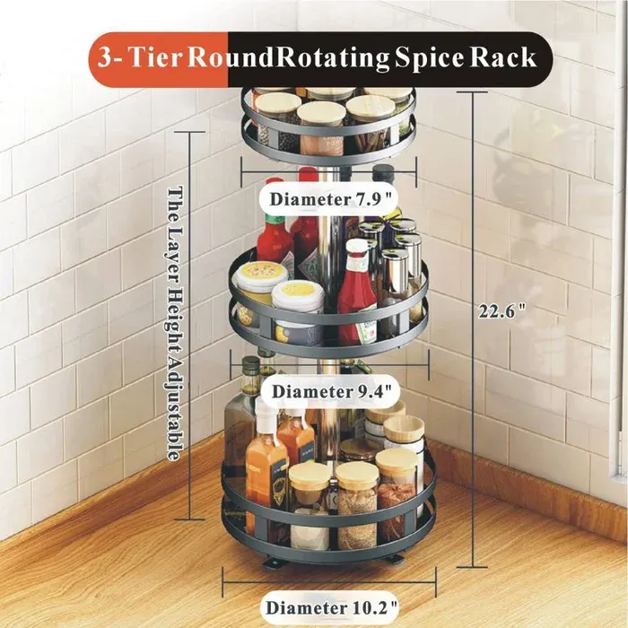 The 360° rotating storage rack can be used in any scene