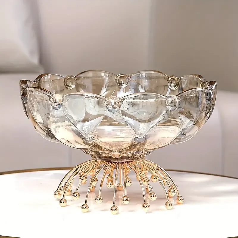 Elegant Glass Candy & Nut Serving Bowl - Handcrafted, Geometric Design for Living Room Coffee Table - Perfect for Holidays & Home Decor