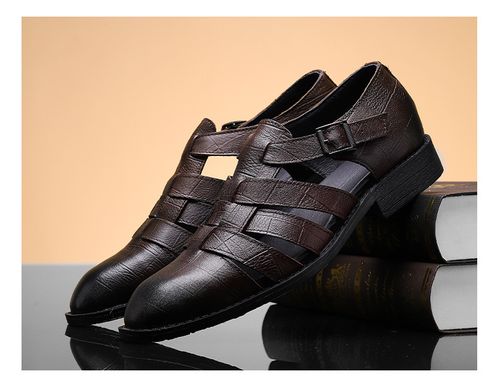 Hollowed-out leather shoes, British-style casual shoes without LACES
