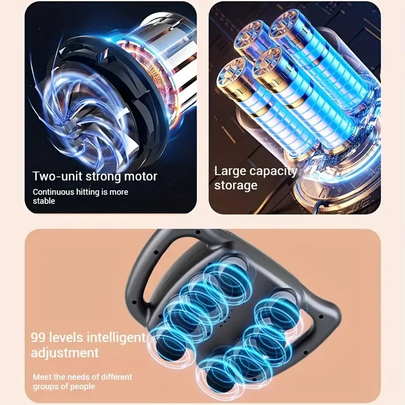8-Head Flesh Gun Massage Gun, USB Rechargeable, Full Body & Neck Massage, Ideal Gift for Athletes, Friends, Family, Halloween & Christmas, Plastic, Home Use, Bath & Shower Accessory, Body Fat Massage Tool, 2000mAh Lithium Battery, USB Charging